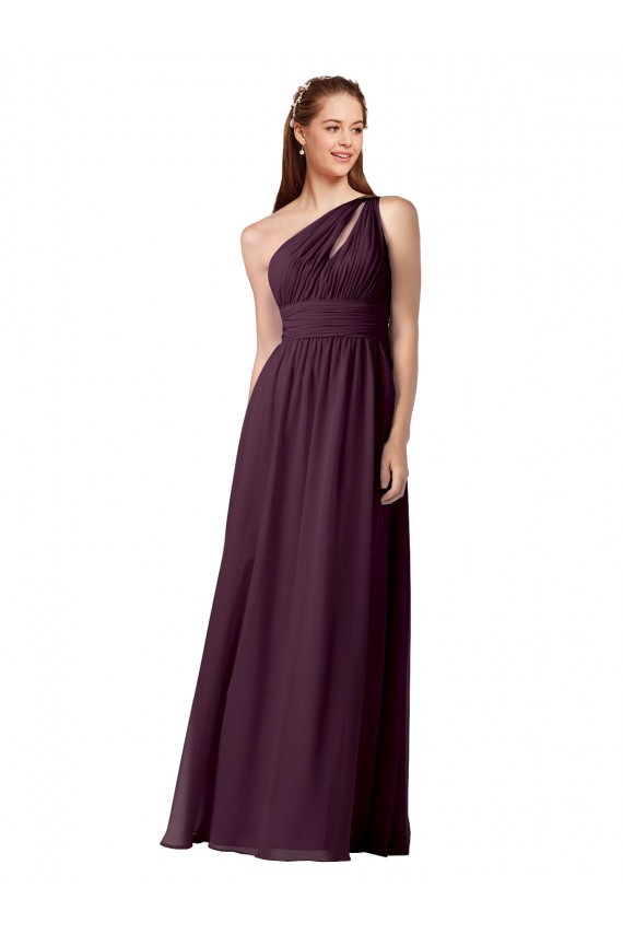 Traube A-Linien Eine-Schulter Chiffon Lange Brautjungfernkleider Hersteller