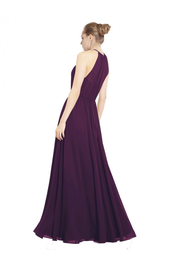 Traube A-Linien Neckholder Chiffon Lange Brautjungfernkleider Hersteller