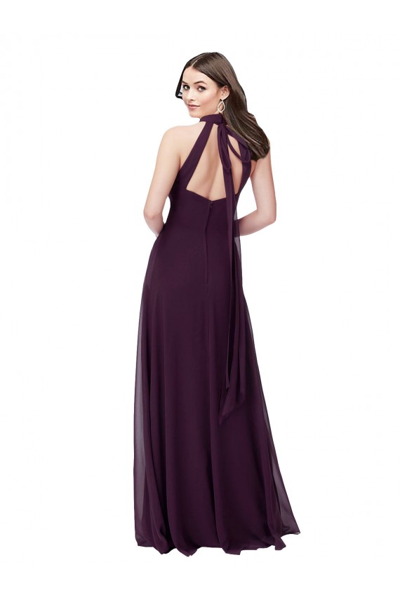 Traube A-Linien Neckholder Stehkragen Ausschnitt Chiffon Lange Brautjungfernkleider Hersteller