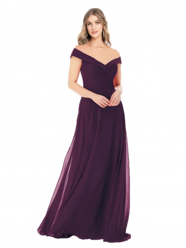 Traube A-Linien Off-Schulter Chiffon Lange Brautjungfernkleider Hersteller