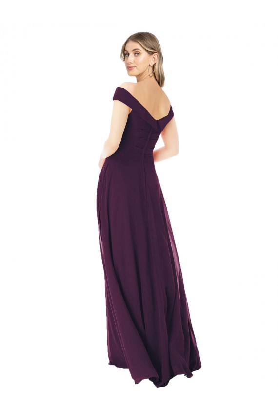 Traube A-Linien Off-Schulter Chiffon Lange Brautjungfernkleider Hersteller