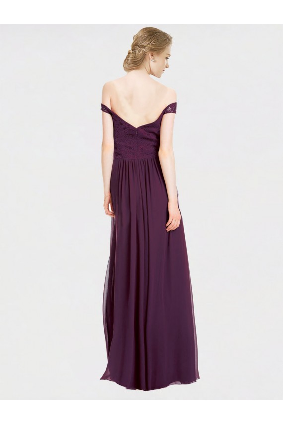 Traube A-Linien Off-Schulter Chiffon Spitze Lange Brautjungfernkleider Hersteller