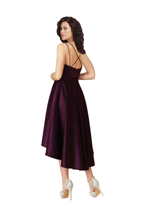 Traube A-Linien Scoop Neck Satin Kurze Brautjungfernkleider / Abiballkleider Hersteller