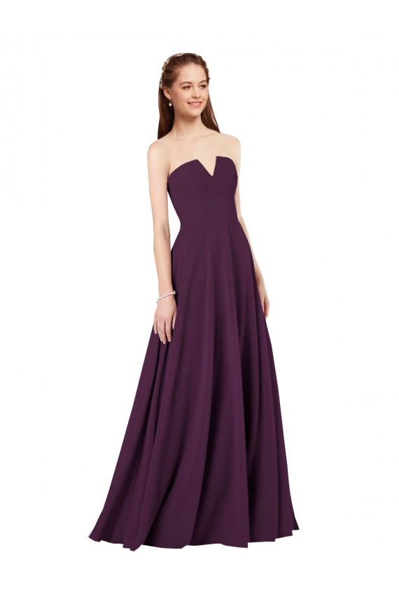 Traube A-Linien Trägerlos Chiffon Lange Brautjungfernkleider Hersteller
