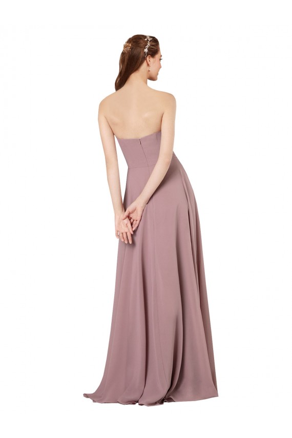 Traube A-Linien Trägerlos Chiffon Lange Brautjungfernkleider Hersteller