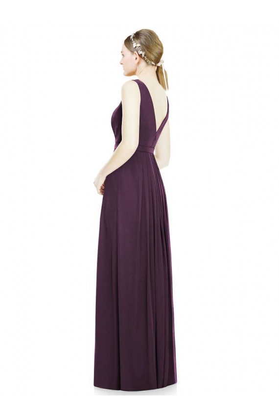 Traube A-Linien V-Ausschnitt Chiffon Lange Brautjungfernkleider Hersteller
