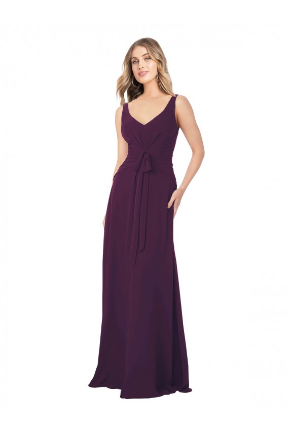 Traube A-Linien V-Ausschnitt Chiffon Lange Brautjungfernkleider Hersteller