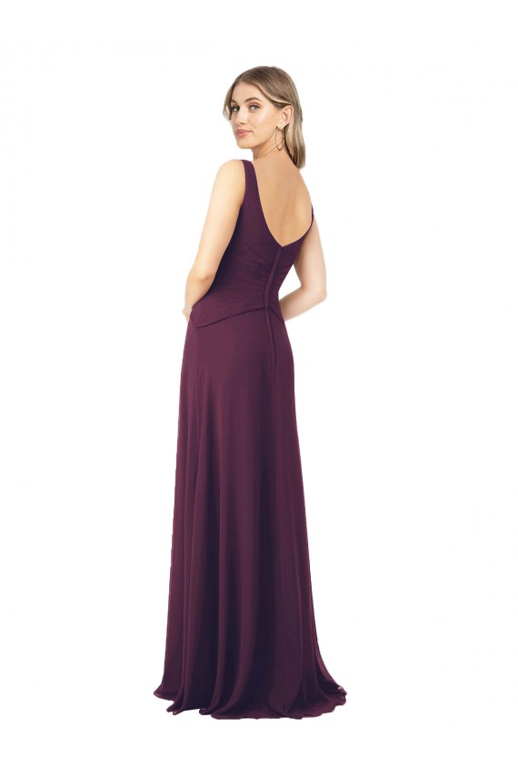 Traube A-Linien V-Ausschnitt Chiffon Lange Brautjungfernkleider Hersteller