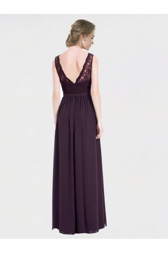 Traube A-Linien V-Ausschnitt Chiffon Spitze Lange Brautjungfernkleider Hersteller