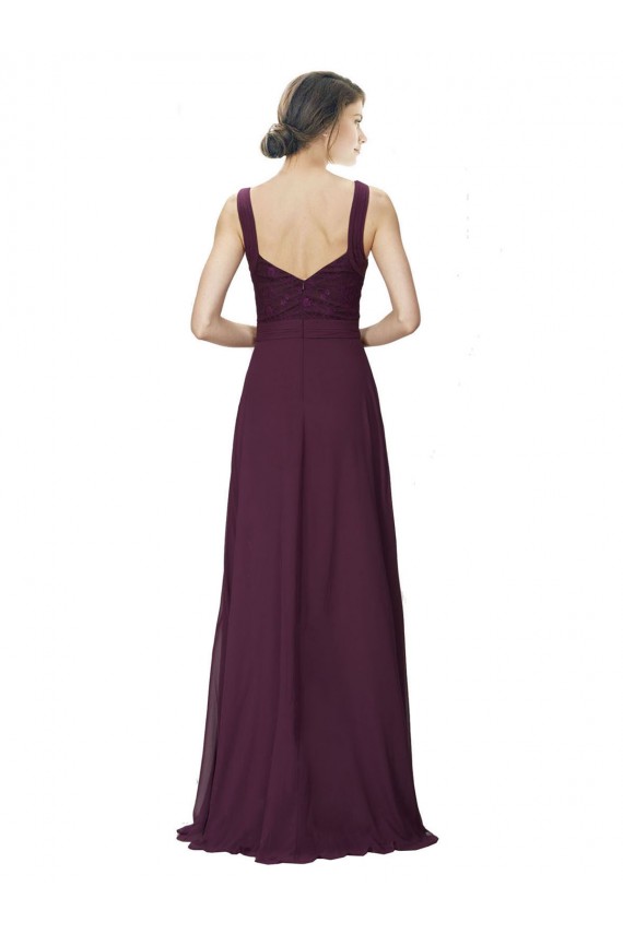 Traube A-Linien V-Ausschnitt Chiffon Spitze Lange Brautjungfernkleider Hersteller