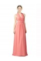 Wassermelone A-Linien Neckholder Chiffon Lange Brautjungfernkleider Hersteller