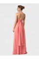 Wassermelone A-Linien Neckholder Chiffon Lange Brautjungfernkleider Hersteller