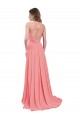 Wassermelone A-Linien Neckholder Chiffon Lange Brautjungfernkleider Hersteller