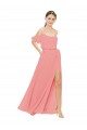Wassermelone A-Linien Off-Schulter Chiffon Lange Brautjungfernkleider Hersteller