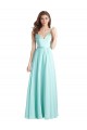 Waterfall A-Linien V-Ausschnitt Chiffon Satin Lange Brautjungfernkleider Hersteller
