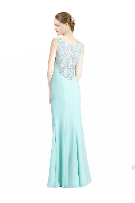 Waterfall Meerjungfrau V-Ausschnitt Chiffon Spitze Lange Brautjungfernkleider Hersteller