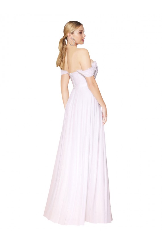Weiß A-Linien Off-Schulter Chiffon Lange Formale Brautjungfernkleider / Abendkleider / Abiballkleider Hersteller