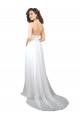 Weiß A-Linien V-Ausschnitt Sweep Zug Chiffon Einfache Strand Brautkleider Hersteller