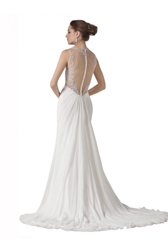 Weiß Etui Kapelle-schleppe Chiffon Strand Brautkleider Hersteller