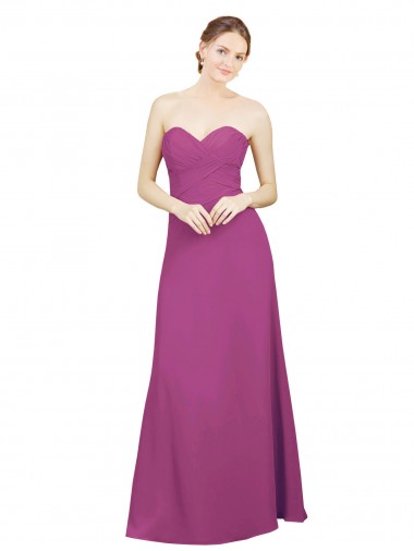 Wilde Beere A-Linien Chiffon Lange Brautjungfernkleider Hersteller