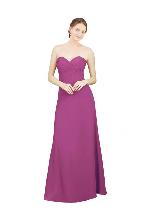 Wilde Beere A-Linien Chiffon Lange Brautjungfernkleider Hersteller