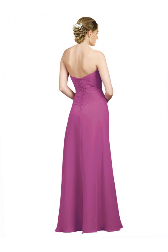 Wilde Beere A-Linien Chiffon Lange Brautjungfernkleider Hersteller