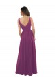 Wilde Beere A-Linien V-Ausschnitt Chiffon Lange Brautjungfernkleider Hersteller