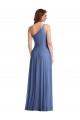 Windsor Blau A-Linien Eine-Schulter Chiffon Lange Formale Brautjungfernkleider / Abendkleider Hersteller