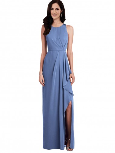Windsor Blau A-Linien Juwel Ausschnitt Chiffon Lange Brautjungfernkleider Hersteller