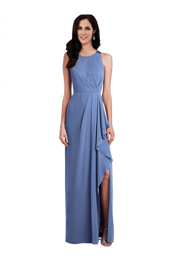 Windsor Blau A-Linien Juwel Ausschnitt Chiffon Lange Brautjungfernkleider Hersteller