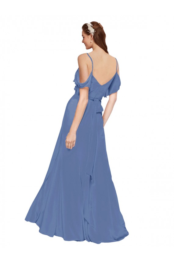Windsor Blau A-Linien Off-Schulter Chiffon Lange Brautjungfernkleider Hersteller