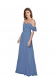Windsor Blau A-Linien Off-Schulter Trägerlos Chiffon Lange Brautjungfernkleider Hersteller