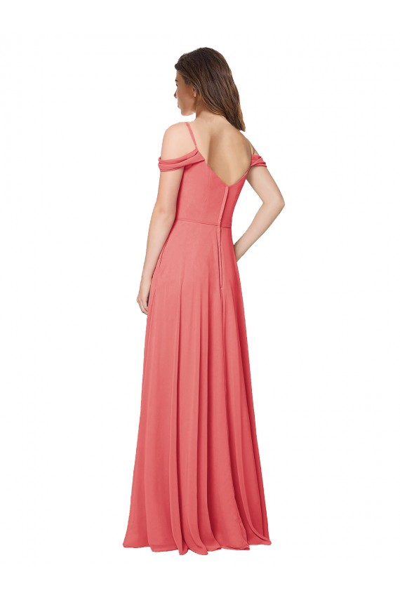 Wüstenrose A-Linien Off-Schulter Chiffon Lange Brautjungfernkleider Hersteller
